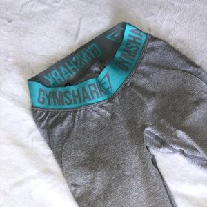 Gymshark Flex Leggings - Light Gray Marl/Turquoise